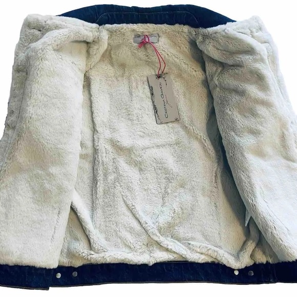 Cristina Gavioli , Denim Jacket With Cotton Sherpa.   Size 4 - Picture 4 of 5